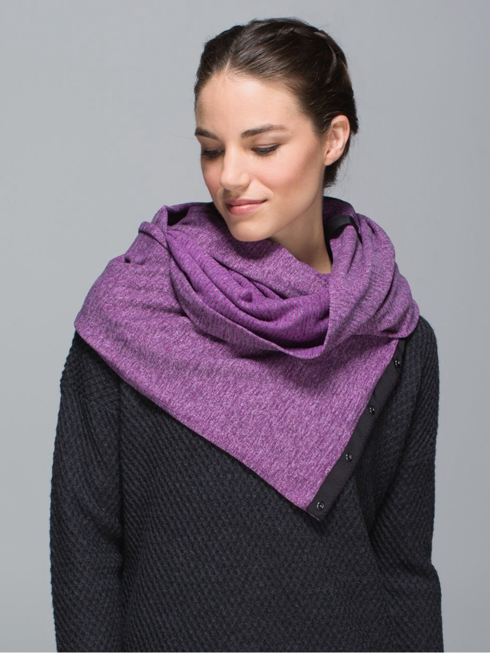 Lululemon Vinyasa Scarf Rulu Mini Check Pique Ultra Violet Heathered Black